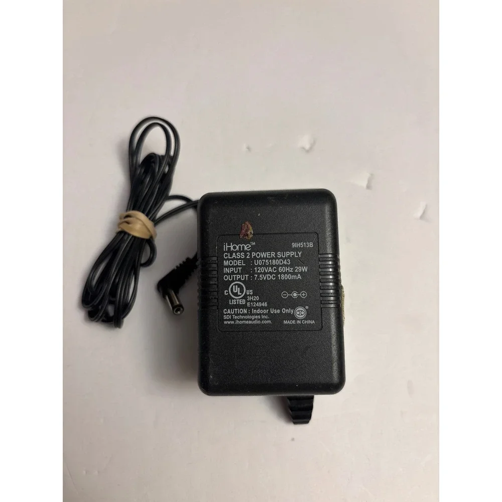 iHome U075180D43 Class 2 Power Supply 7.5VDC 1800mA AC Adapter Charger